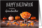 Candy Corn and Glowy Pumpkins Happy Halloween Grandmother card