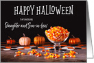 Candy Corn and Glowy Pumpkins Happy Halloween Daughter and Son In Law card