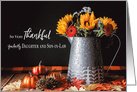 Fall Flowers, Pumpkins & Leaves Thanksgiving Daughter and Son-in-Law card