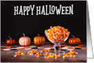 Candy Corn and Glowy Pumpkins Happy Halloween card