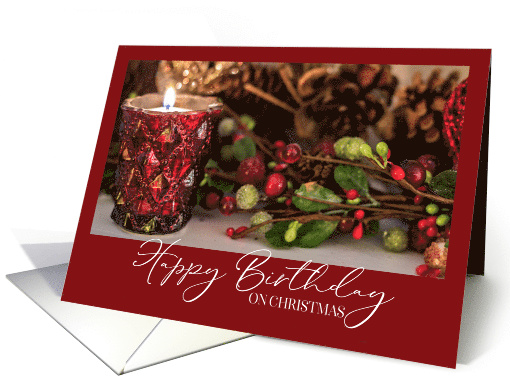 Glowing Reflection Happy Birthday on Christmas card (1582854)