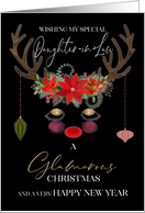 Glamour and Glitter Reindeer Merry Christmas for My Daughter-in-Law card