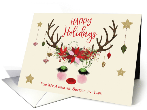 Glamour and Glitter Reindeer Happy Holidays for My Sister-in-Law card