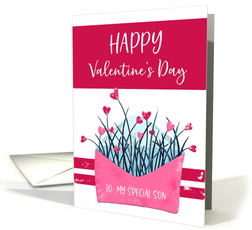 Red and Pink Growing Hearts Valentine's Day for Son card (1594580)