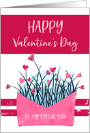 Red and Pink Growing Hearts Valentine’s Day for Son card