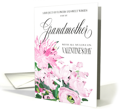 Shades of Pink Floral Bouquet Valentine for Grandmother card (1596752)