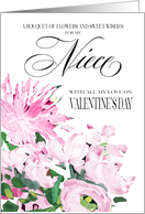 Shades of Pink Floral Bouquet Valentine for Niece card