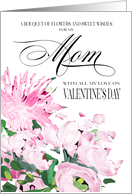 Shades of Pink Floral Bouquet Valentine for Mom card