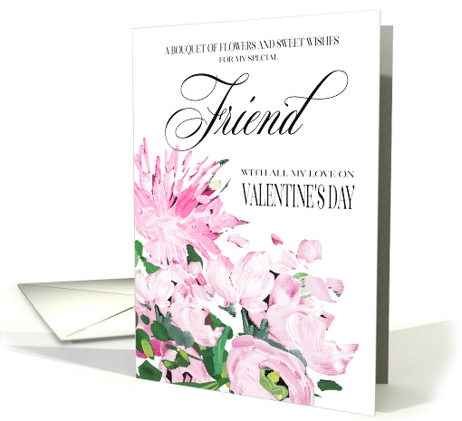 Shades of Pink Floral Bouquet Valentine for Friend card (1596766)