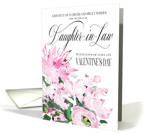Shades of Pink Floral Bouquet Valentine for Daughter-in-Law card