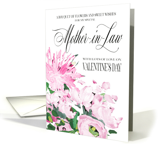 Shades of Pink Floral Bouquet Valentine for Mother-in-Law card