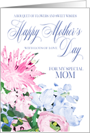 Shades of Pink and Blue Floral Bouquet Mother’s Day for Mom card