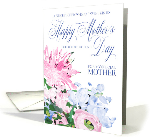 Shades of Pink and Blue Floral Bouquet Mother's Day for Mother card