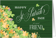 Bunches of Watercolor Shamrocks Happy St. Patrick’s Day for Friend card