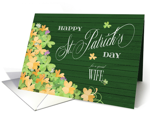 Bunches of Watercolor Shamrocks Happy St. Patrick's Day Wife card