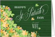 Bunches of Watercolor Shamrocks Happy St. Patrick’s Day Wife card