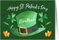 Lucky Hat and Shamrock Happy St. Patrick’s Day for Brother card