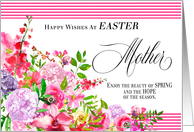 Spring Flowers and Pink Stripes Easter for Mother card