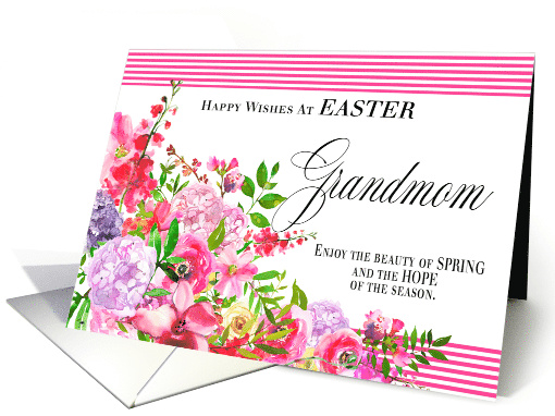 Spring Flowers and Pink Stripes Easter for Grandmom card (1600902)