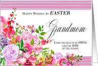 Spring Flowers and Pink Stripes Easter for Grandmom card