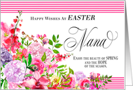 Spring Flowers and Pink Stripes Easter for Nana card
