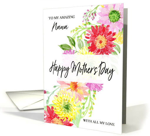Bright Watercolor Flowers Happy Mother's Day Nana card (1606766)