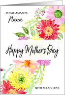 Bright Watercolor Flowers Happy Mother’s Day Nana card