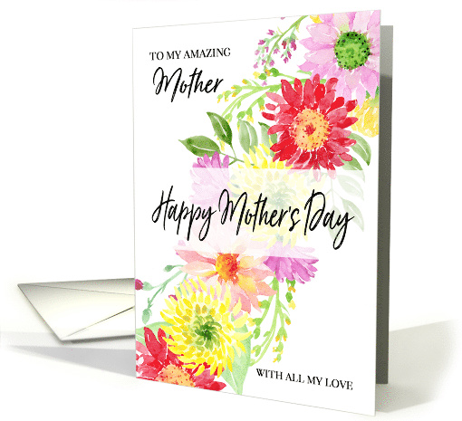 Bright Watercolor Flowers Happy Mother's Day Mother card (1606972)