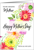 Bright Watercolor Flowers Happy Mother’s Day Mother card