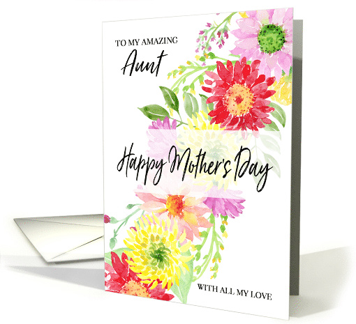 Bright Watercolor Flowers Happy Mother's Day Aunt card (1606980)