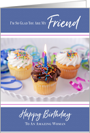 Cupcakes and Ribbon Happy Birthday Friend card