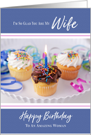 Cupcakes and Ribbon Happy Birthday Wife card