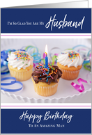 Cupcakes and Ribbon Happy Birthday Husband card