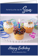 Cupcakes and Ribbon Happy Birthday Son card