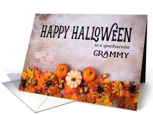 Pumpkins, Spiders and Leaves Happy Halloween for Grammy card (1621982)