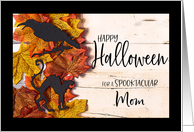 Black Cat and Black Bird Happy Halloween Mom card