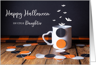 Happy Halloween Confetti, Bats and Mug for Daughter card