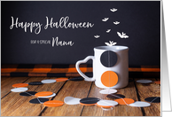 Happy Halloween Confetti, Bats and Mug for Nana card