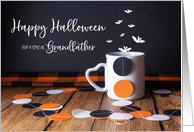 Happy Halloween Confetti, Bats and Mug for Grandfather card