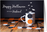 Happy Halloween Confetti, Bats and Mug for Husband card