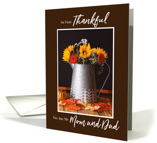 Fall Flowers and Autumn Leaves Thanksgiving Mom and Dad card (1625774)