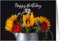 Happy Birthday Sunflowers, Mums and Wildflowers card