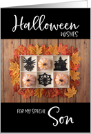 Pumpkins, Spiders and Haunted House Halloween Son card