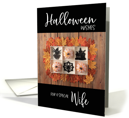 Pumpkins, Spiders and Haunted House Halloween Wife card (1628136)