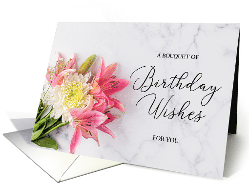 Shades of Pink Lilies and Mums Birthday Wishes card (1628256)