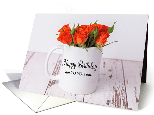 Orange Rosebuds Happy Birthday card (1629258)