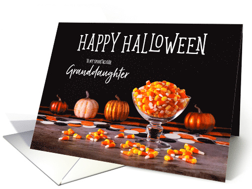 Candy Corn and Glowy Pumpkins Happy Halloween Granddaughter card