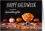 Candy Corn and Glowy Pumpkins Happy Halloween Granddaughter card