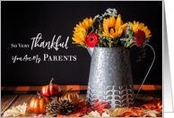 Fall Wildflowers, Pumpkins and Leaves Thanksgiving for Parents card