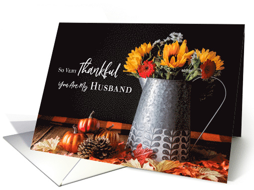 Fall Flowers, Pumpkins & Leaves Thanksgiving Husband card (1638384)